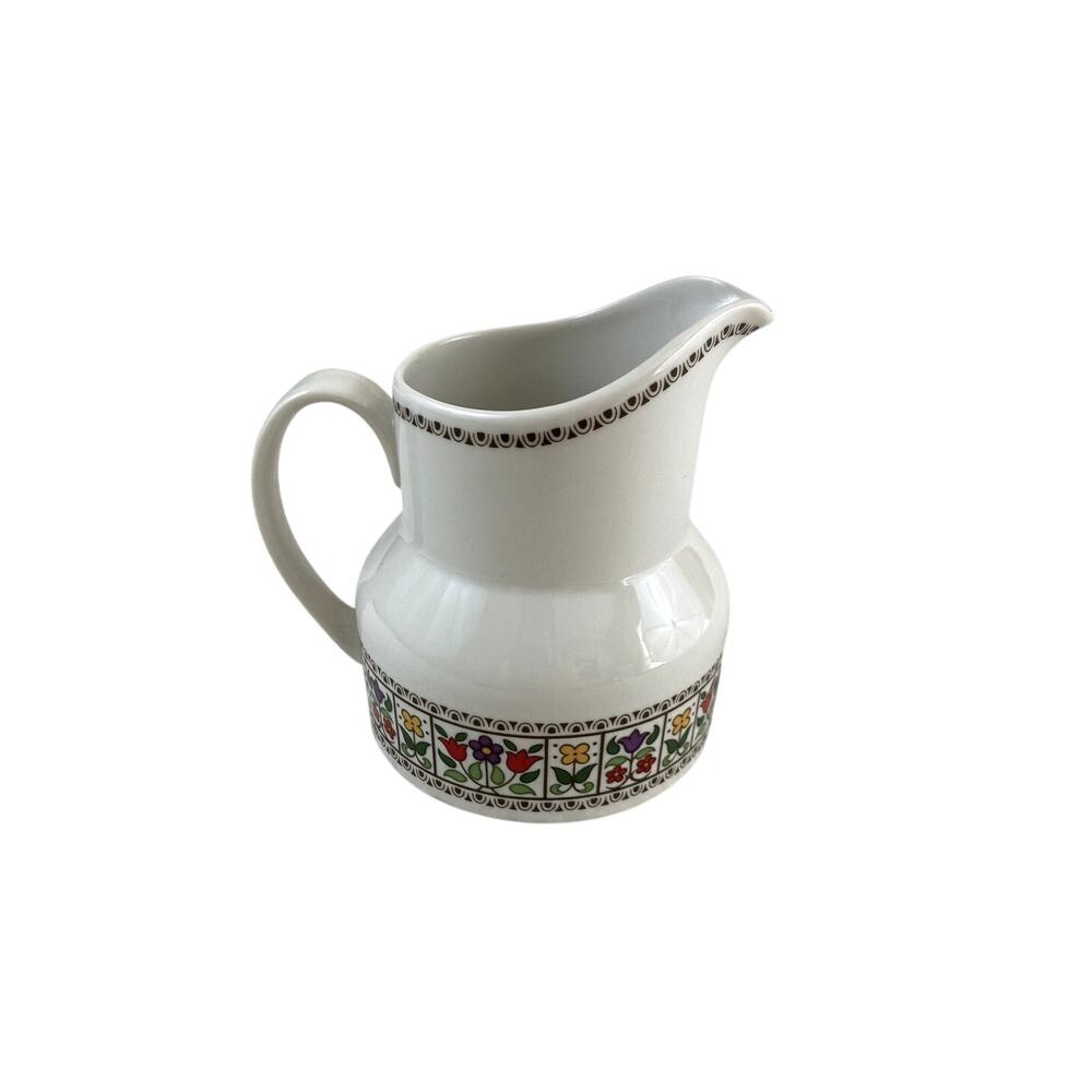 Floral Creamer Pitcher Royal Doulton England Fireglow Folk Flower TC1080 Vintage